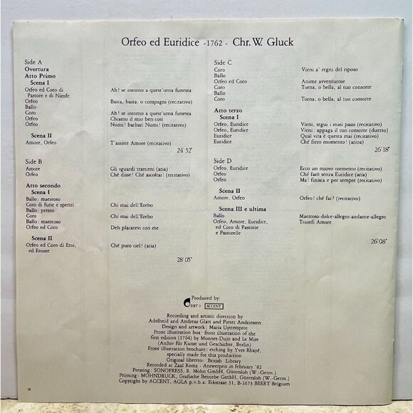 Christoph Willibald Gluck Orfeo Ed Euridice 2LP Box Set Sigiswald Kuijken Accent - Picture 5 of 8